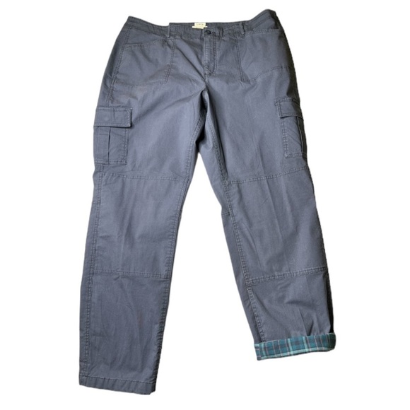 NWT L.L. Bean Stretch Canvas Cargo Flannel Lined Pants Navy Women's 20MT - Picture 4 of 16